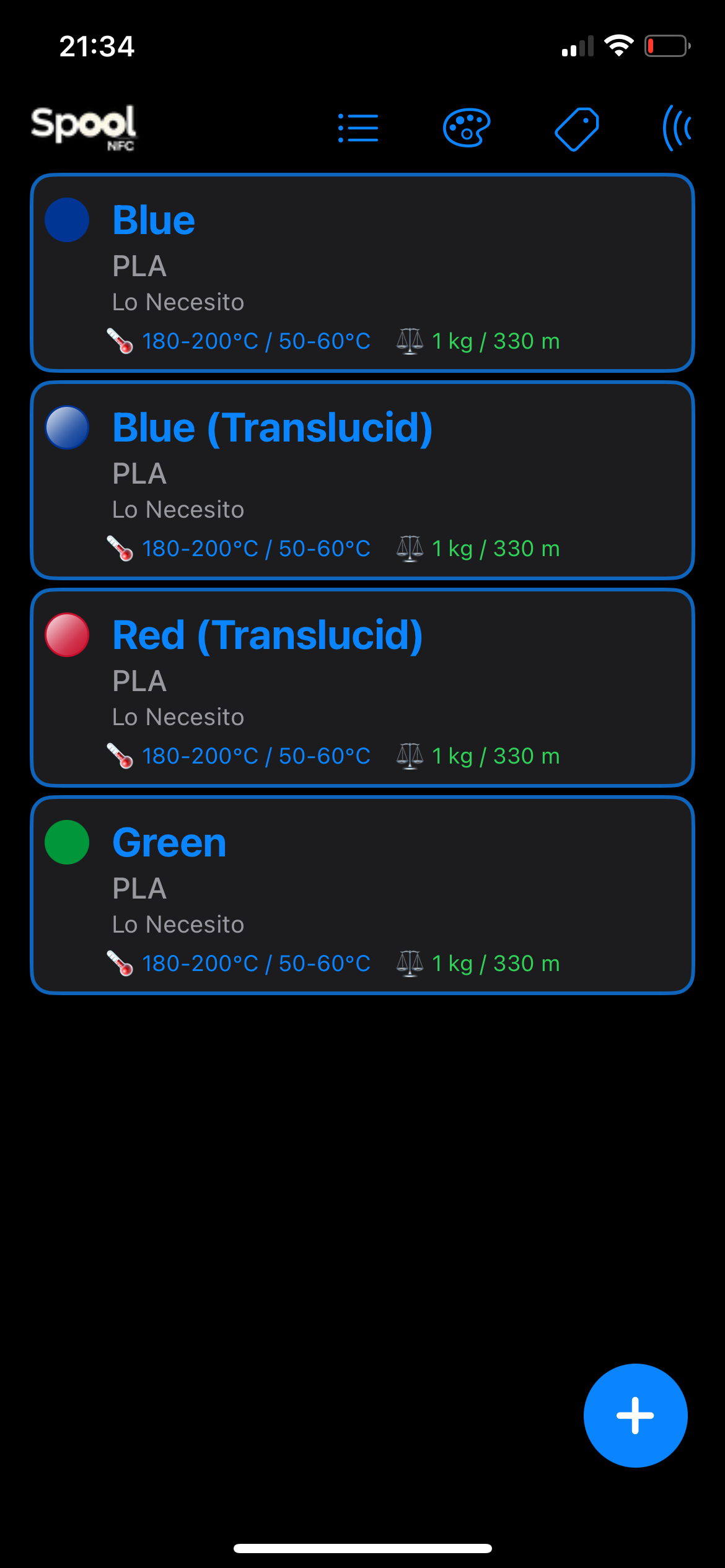 Filament List